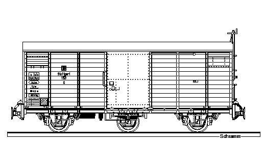 Zeichnung vom gedeckte Güterwagen leicht