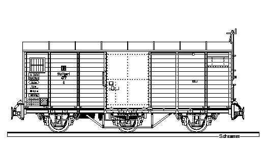 Zeichnung vom gedeckte Gterwagen schwer