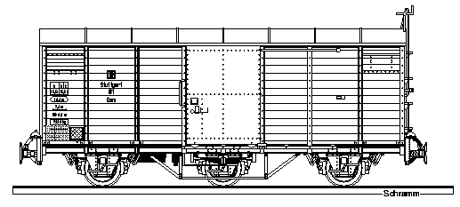 Zeichnung vom gedeckte Gterwagen schwer