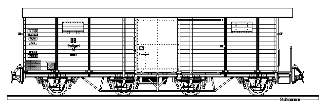 Zeichnung vom vierachsiger gedeckter Gterw