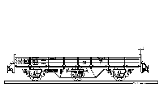 Zeichnung vom offene Niederbordwagen